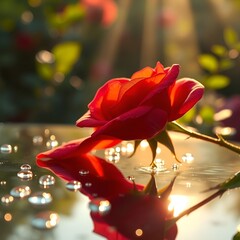 pretty roses in the water