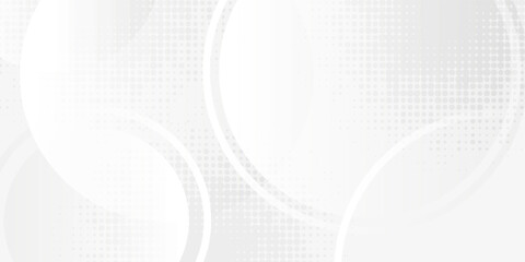 Abstract geometric white background in the form of circles overlapping with layers on a bright space with dot effect decoration. Modern graphic design elements in the form of circles