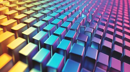 Obraz premium Abstract Colorful Metallic Cubes: A Digital Art Exploration