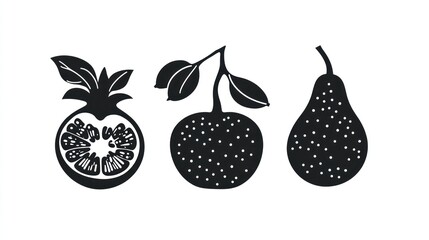 Fruit silhouettes, graphic design, simple illustration