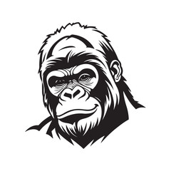 Gorilla Sketched Art Vector Style With White Background.