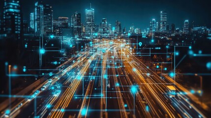 Advanced city network featuring intelligent infrastructure and high speed data streams