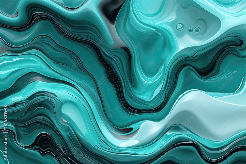 Poster dynamic turquoise fluid abstract background with unique design elements