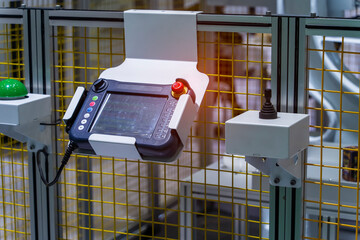Control panel of auto robot machine of electronics industrial.