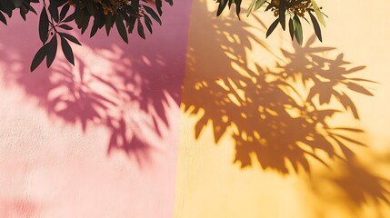 Vibrant Pastel Painted Wall in Soft Pink and Yellow Tones