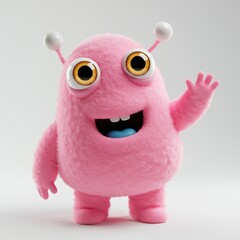 3D Cute Monster Collection for Kids stock illustration, Cartoon kawaii colorful scary funny character, 3D render, realistic, toy monster