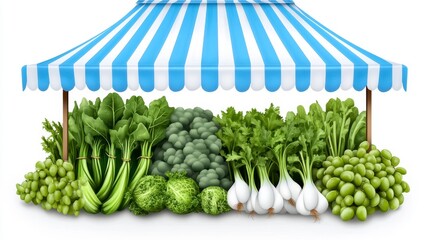 Vibrant Vegetable Stall with Fresh Greens and Healthy Produce