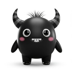 Fototapeta premium 3D Cute Monster Collection for Kids stock illustration, Cartoon kawaii colorful scary funny character, 3D render, realistic, toy monster, black with thorns