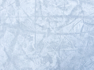 Ice background with marks from skating and hockey. Ice hockey rink scratches surface