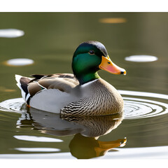 The Sunshine Duck Admires the Odessey on a White or Clear Surface PNG Transparent Background.