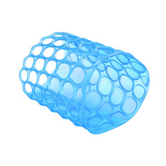 Blue Transparent Mesh Container with Circular Holes Isolated on transparent background