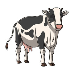 Illustration of a dairy cow standing