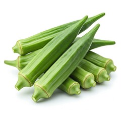 Fresh okra isolated on white