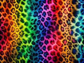 Retro Rainbow Leopard Print Fur Texture Background - Animal Skin Pattern