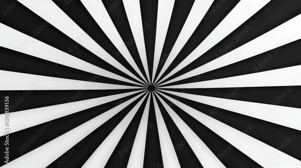 Poster black and white radial pattern with sharp contrast and dynamic visual depth