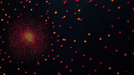 Vibrant Abstract Design Featuring Bold Red and Yellow Patterns on Dark