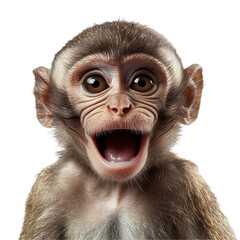 Funny monkey making a silly face isolated on transparent background 