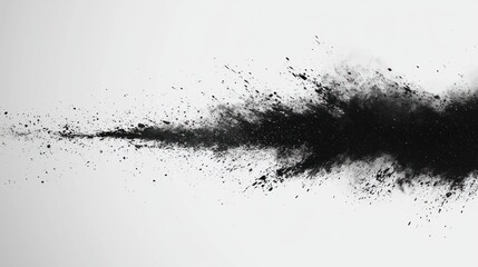 Obraz premium Abstract Black Powder Explosion on White Background