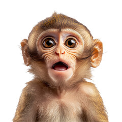 Funny monkey making a silly face isolated on transparent background 