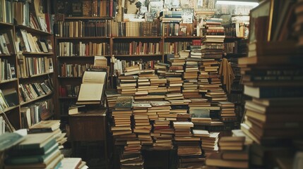 Obraz premium Vintage Vintage Bookshop Perspective Sharp Clarity