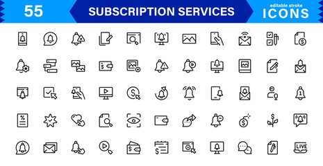 Subscription Services Icon Set. High-Quality Icons for Subscription Models, Digital Services, Payments, and Membership Platforms