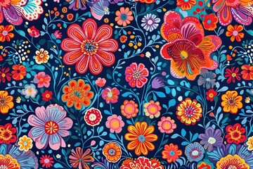 Intricate Floral Dot Blend: A Whimsical and Vibrant Decorative Pattern