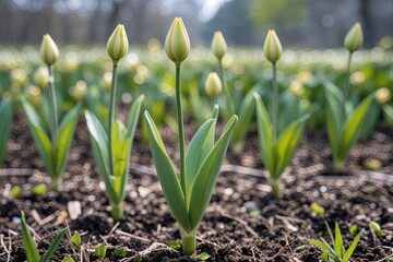 Obraz premium Spirit of Budding Plants in a Spring Garden__