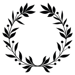 minimalist botanical wreath frame in black and white