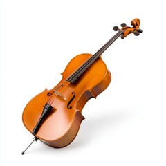 Fototapeta premium A cello, angled, on a white background. High-quality digital rendering