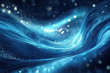 Fototapeta premium Abstract blue wave with glittering particles. Ideal for backgrounds, website design, or any project needing a sleek, modern aesthetic.