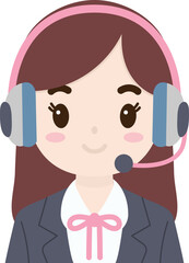 헤드셋을 착용하고 있는 콜센터 상담사의 모습 일러스트