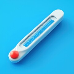 Blue backdrop with 3D thermometer, weather monitoring.