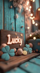 St. Patrick&rsquo;s Day St. Patrick&rsquo;s Day Lucky charm with green clovers and gold coin.