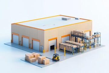 Sorting equipment in 3D warehouse, logistics theme.