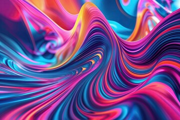 Fototapeta premium Vibrant Three-Dimensional Abstract Ripple Art with Dynamic Colors