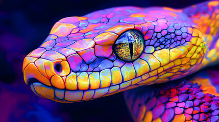 Portrait of Snake, Abstract art colorful painting Snake