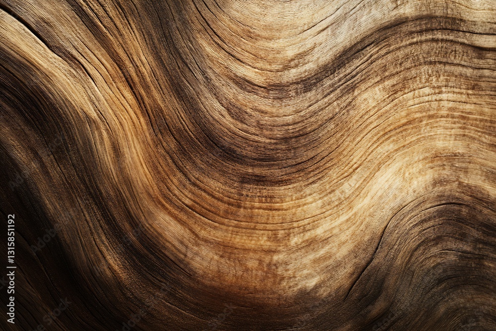 Poster elegant natural wood surface featuring smooth flowing grain patterns in warm brown tones : generativ