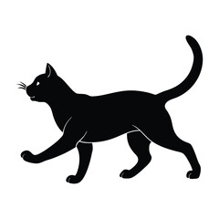 Cat Mid-Stride with One Paw Lifted in Moving Silhouette