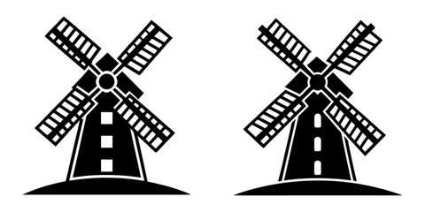 windmill silhouette vector illustration