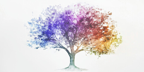 Obraz premium Minimal Watercolor Tree Illustrations in Soft and Natural Tones