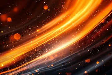 Fototapeta premium Vivid swirl of luminous golden light creating dynamic movements and depth in a dark setting : Generative AI