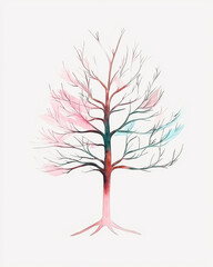 Obraz premium Minimal Watercolor Tree Illustrations in Soft and Natural Tones