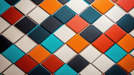 Vibrant Wall Covered in Colorful Squares Creating a Bold Artistic Display