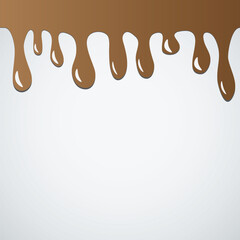Dripping melted chocolate Dripping liquid banner Flowing chocolate spilled cocoa design template