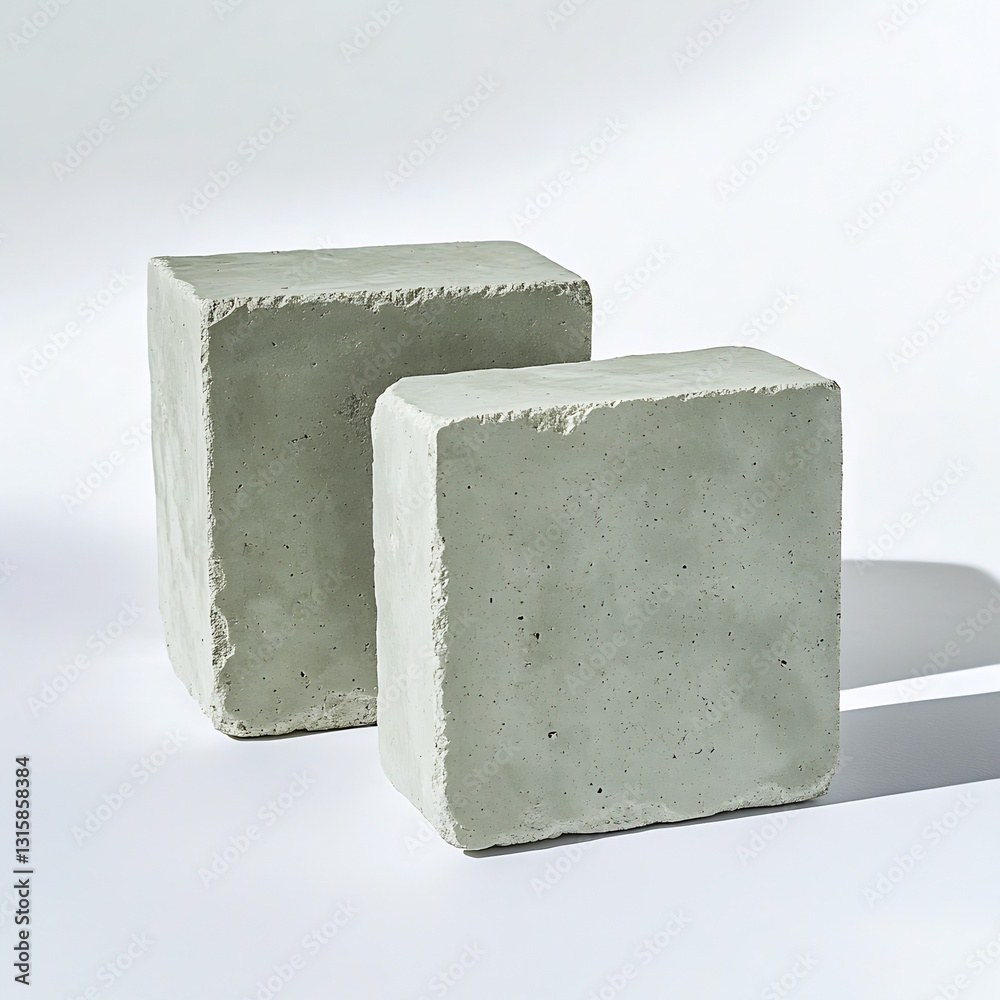 Poster Stylish concrete blocks arranged on a clean surface showcasing minimalist design and modern architectural elements : Generative AI