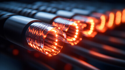 Fiber Optic cables connected to optic ports and Network cables connected to ethernet ports - Connecting fiber optic and network cables to respective ports
