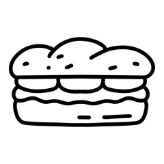 cute sandwich icon line art