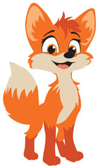 Obraz premium Cute cartoon fox isolated on white background, color, vector illustration