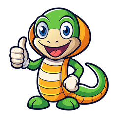 Obraz premium Cute Cobra character giving a thumbs up with smile, showing approval on white background