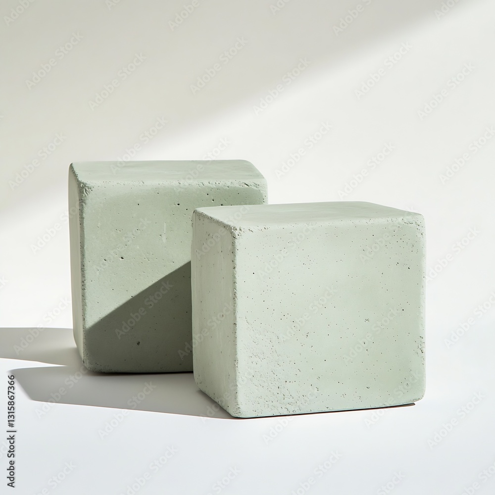 Poster Aesthetic concrete blocks showcasing modern minimalism and subtle texture in natural light setting : Generative AI